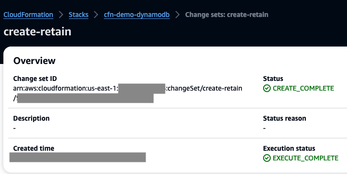 create-retain execute completed