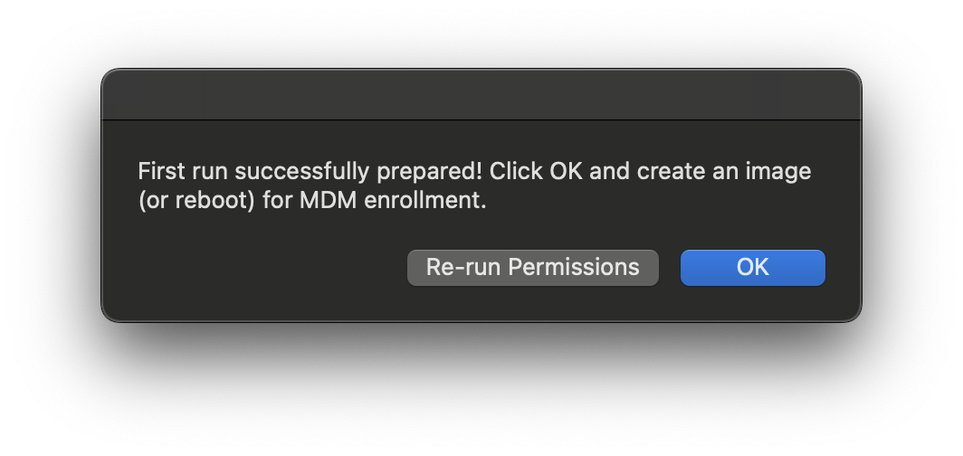 A dialog box with a success message for enroll-ec2-mac.