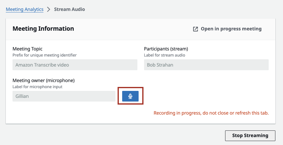 Stream audio microphone mute button