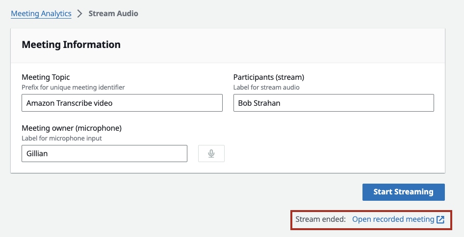 Stream audio open recorded meeting link