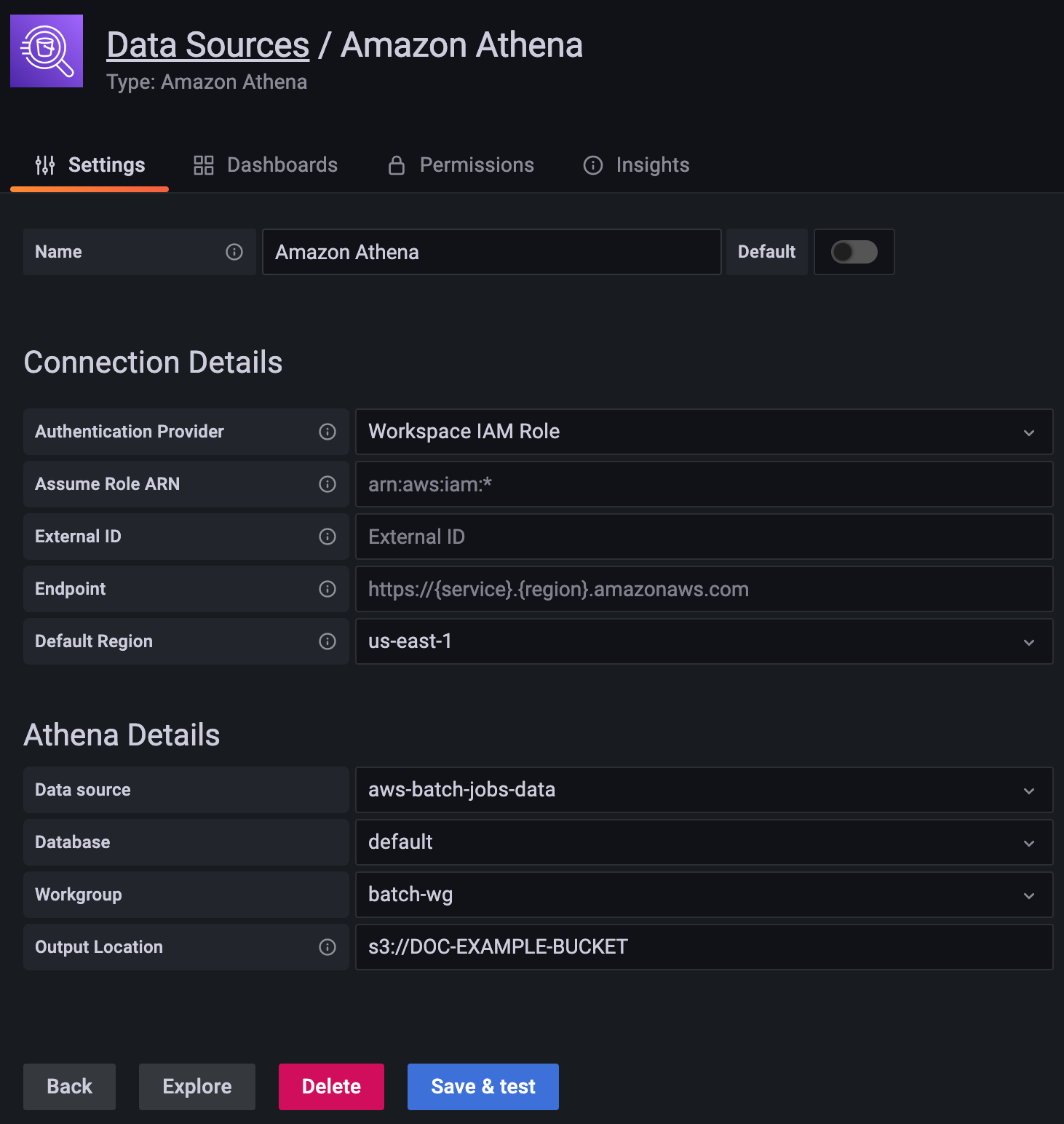 Grafana athena