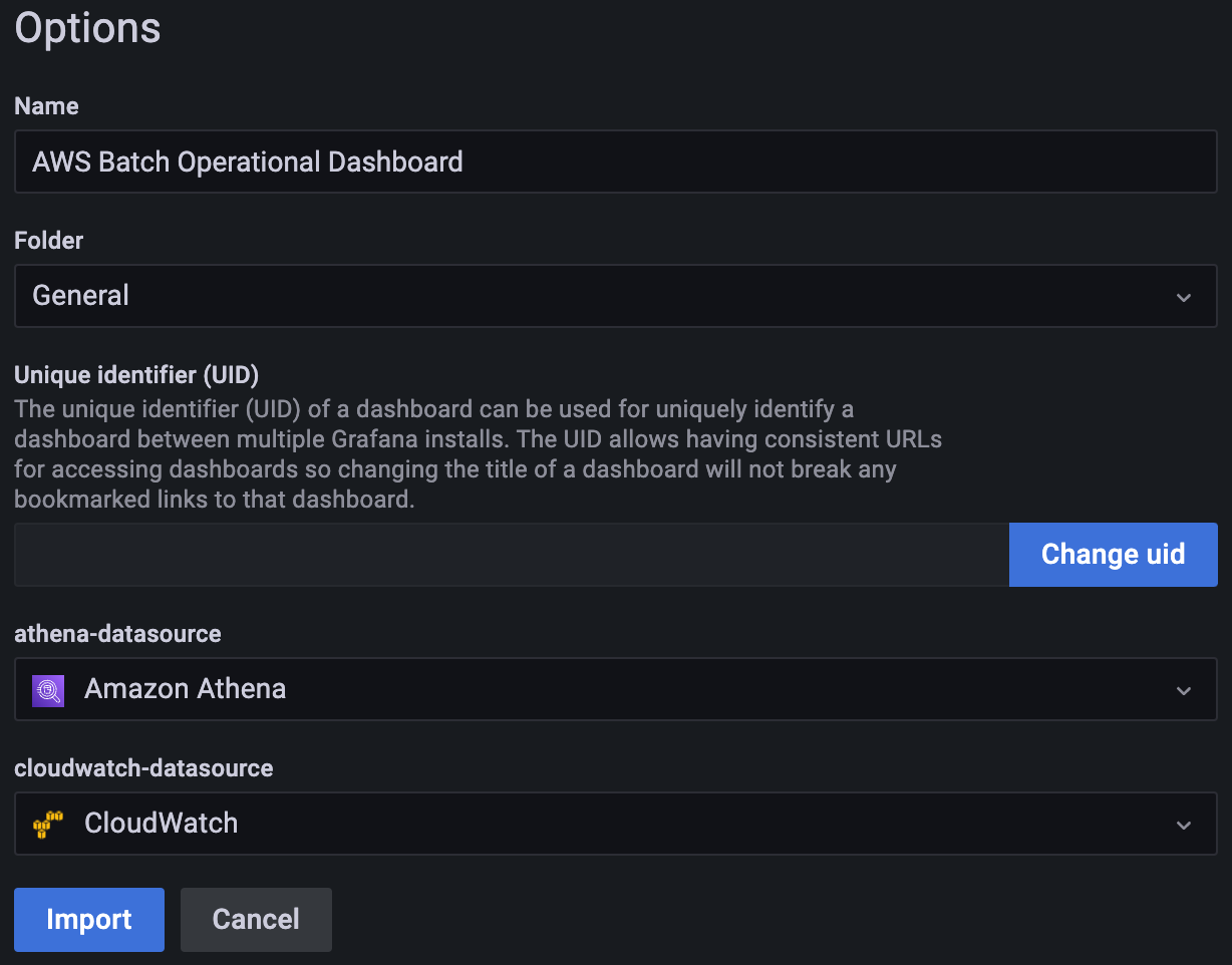 Grafana import dashboard