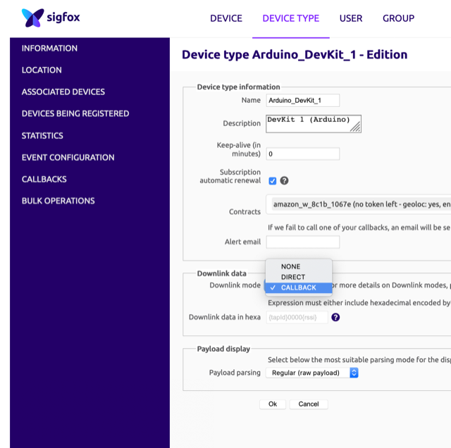 Sigfox Device Type