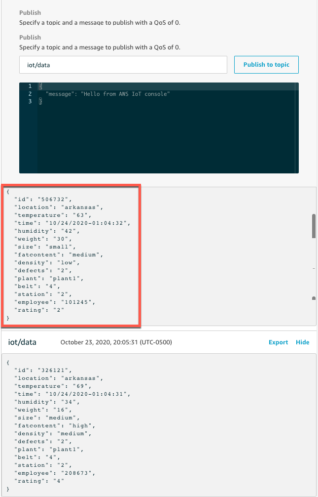 Test MQTT topic