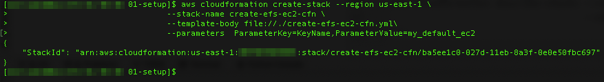 cloudformation create-stack output