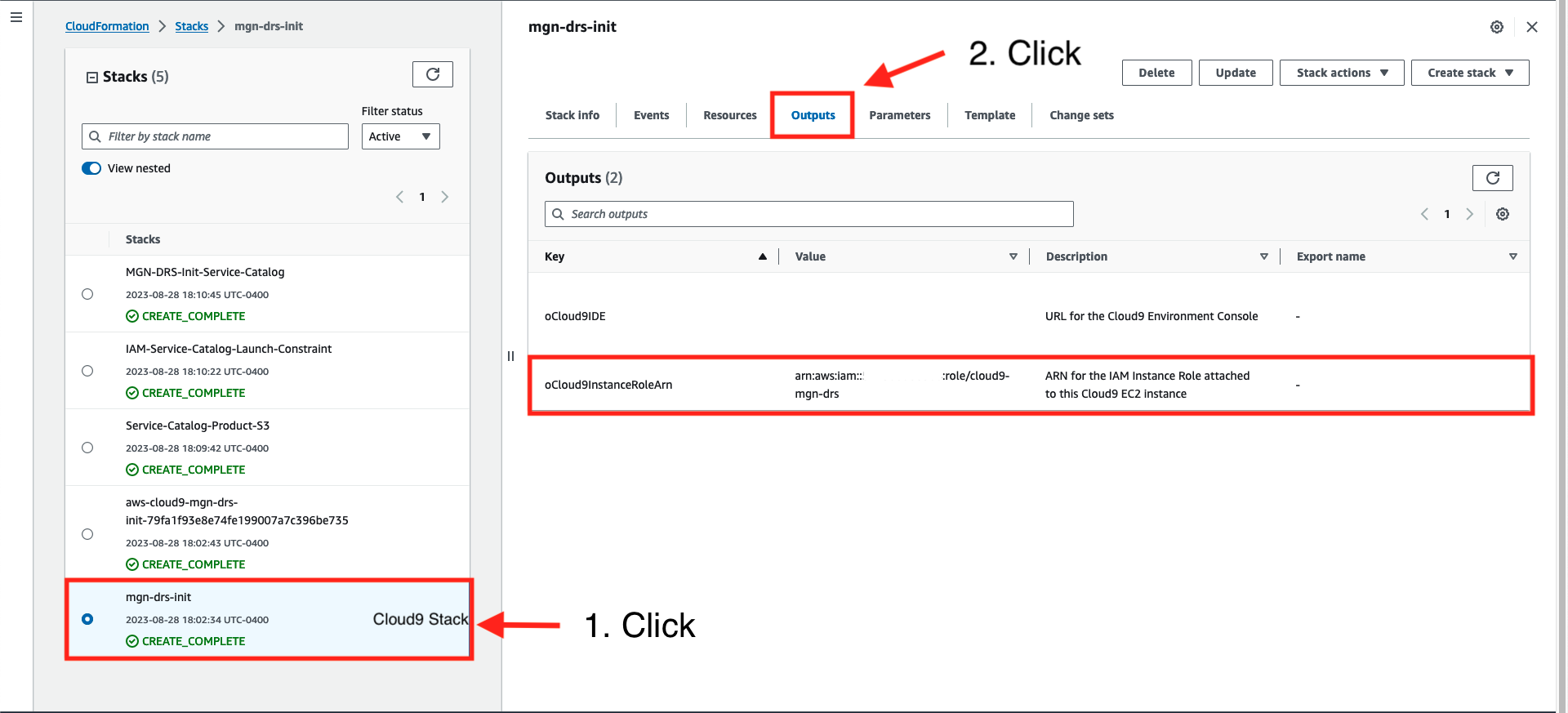 Figure 10: CloudFormation Stack Outputs