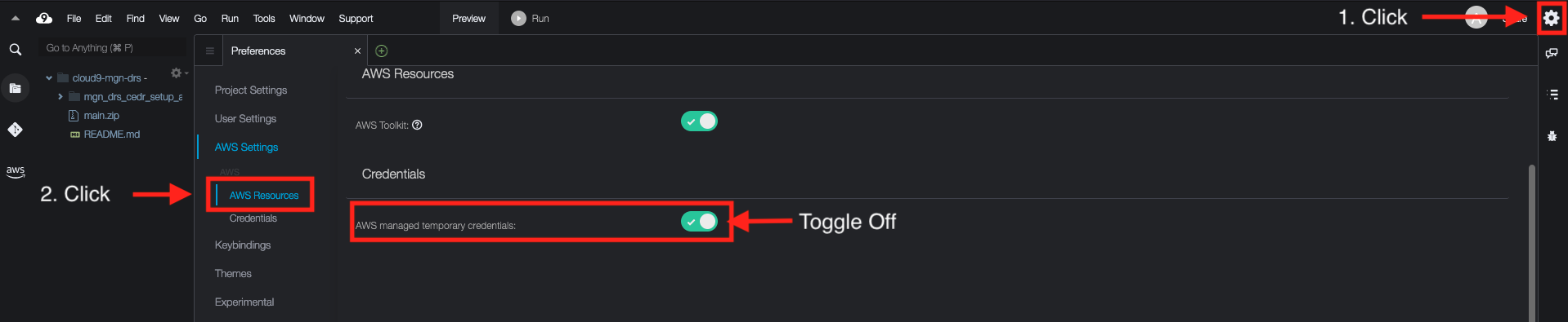 Figure 13: AWS Cloud9 Settings