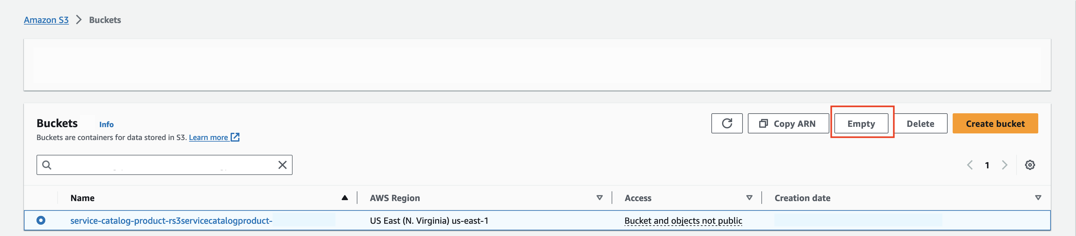 Figure 21: Empty Amazon S3 Bucket