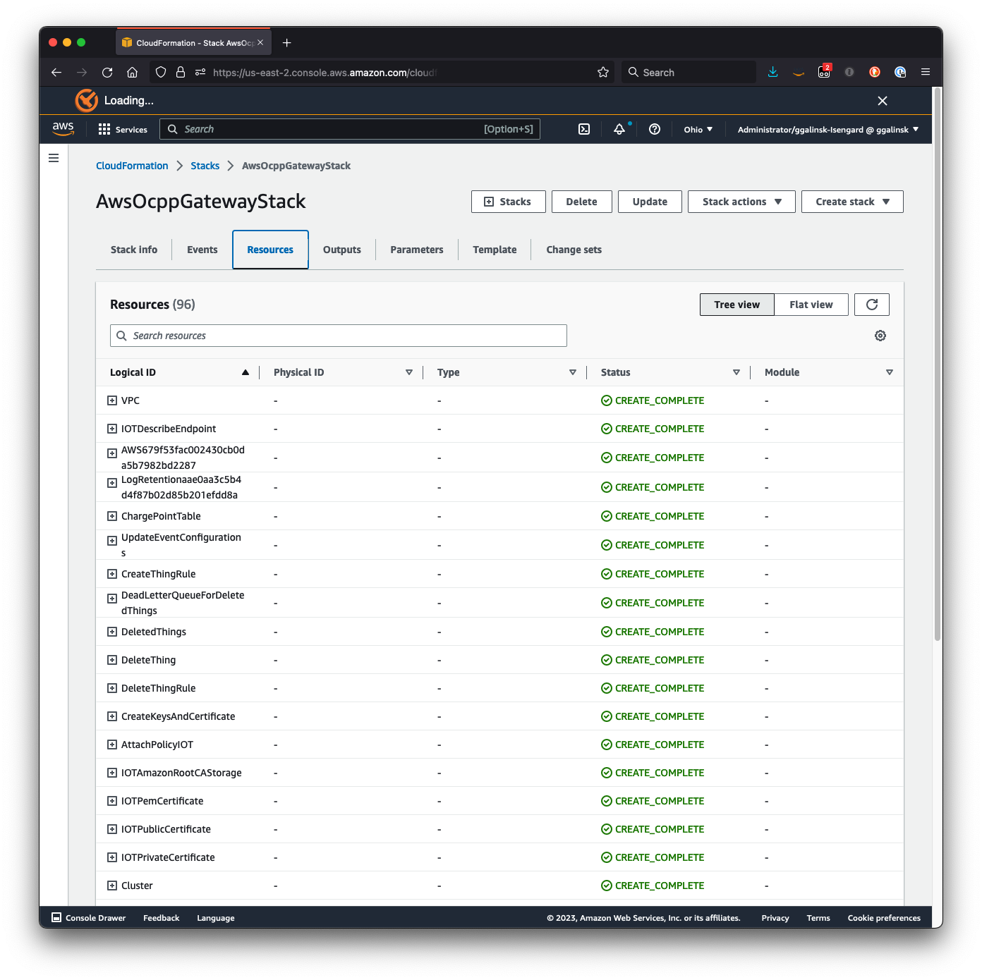 Screenshot: CloudFormation stack resources