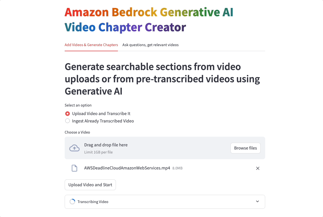 Amazon Bedrock Video Chapter Creator POC Demo