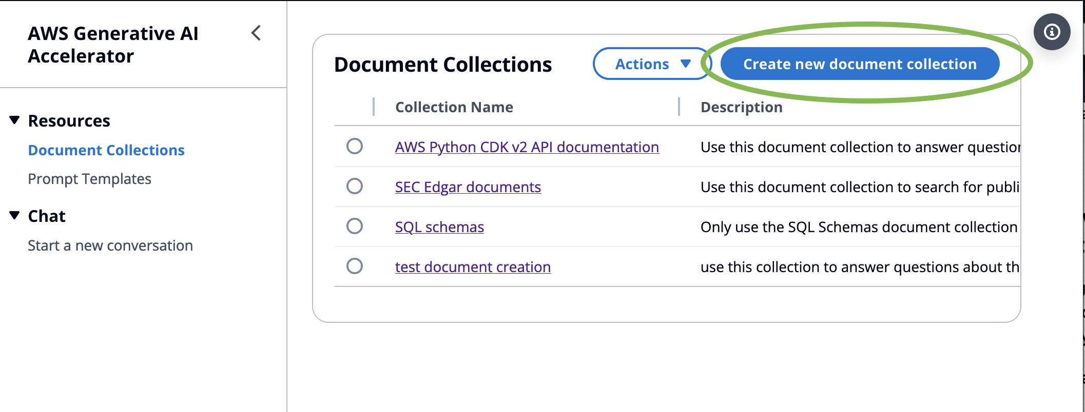 click create doc collection