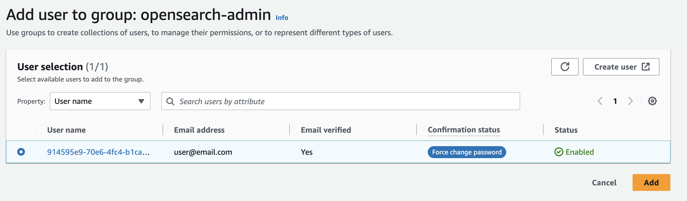 Cognito OpenSearch admin group