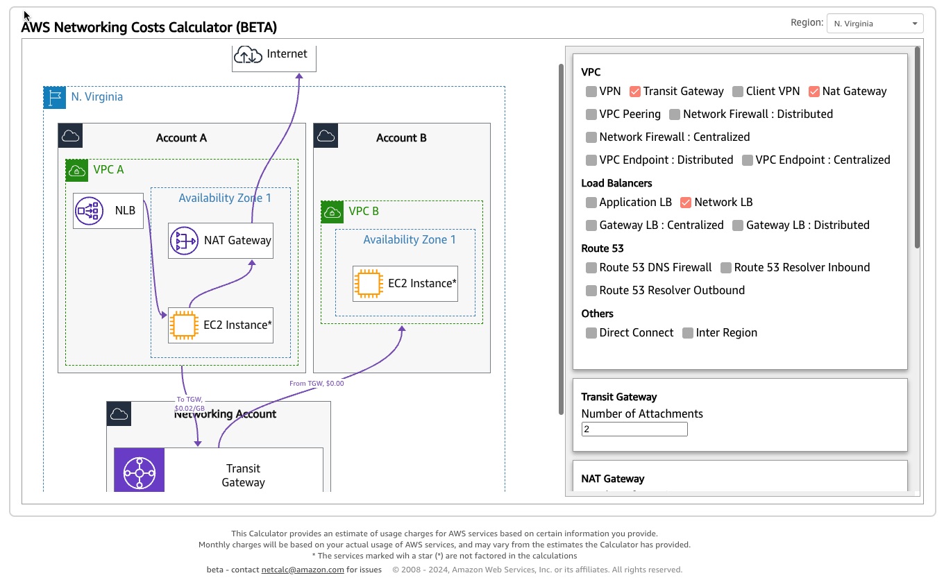 screenshot of network calc ui