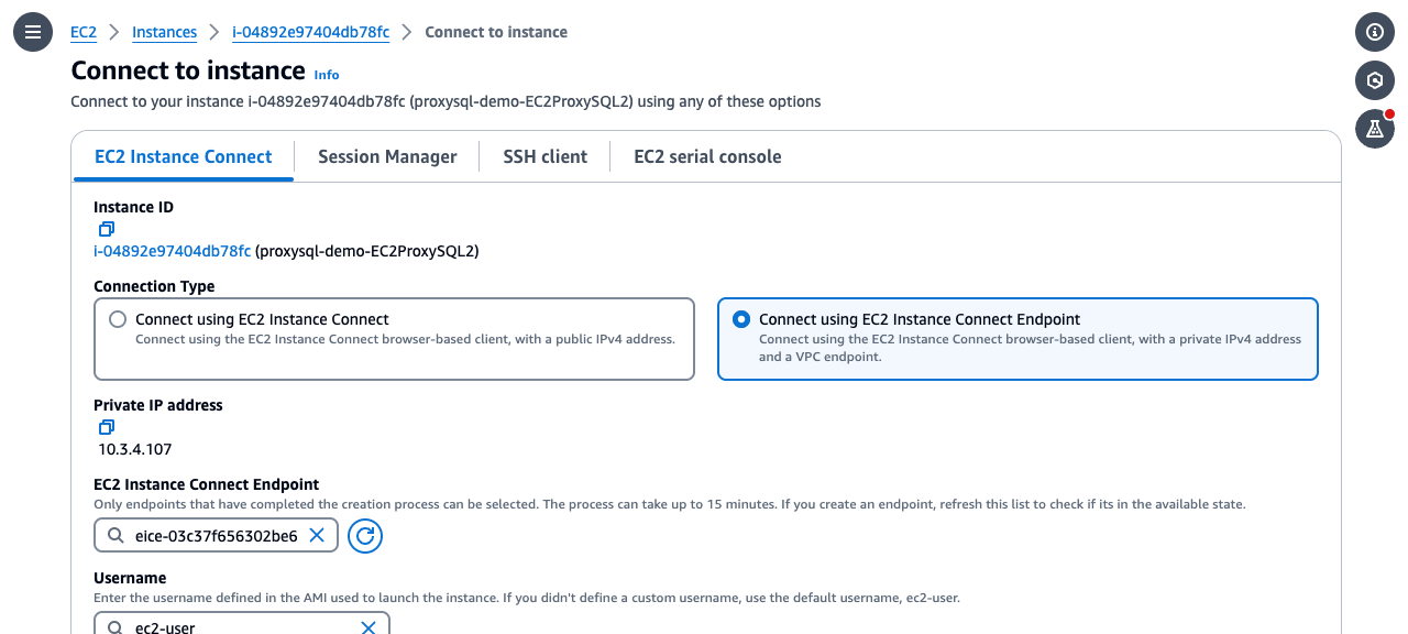 Connecting using EC2 Instance Connect Endpoint