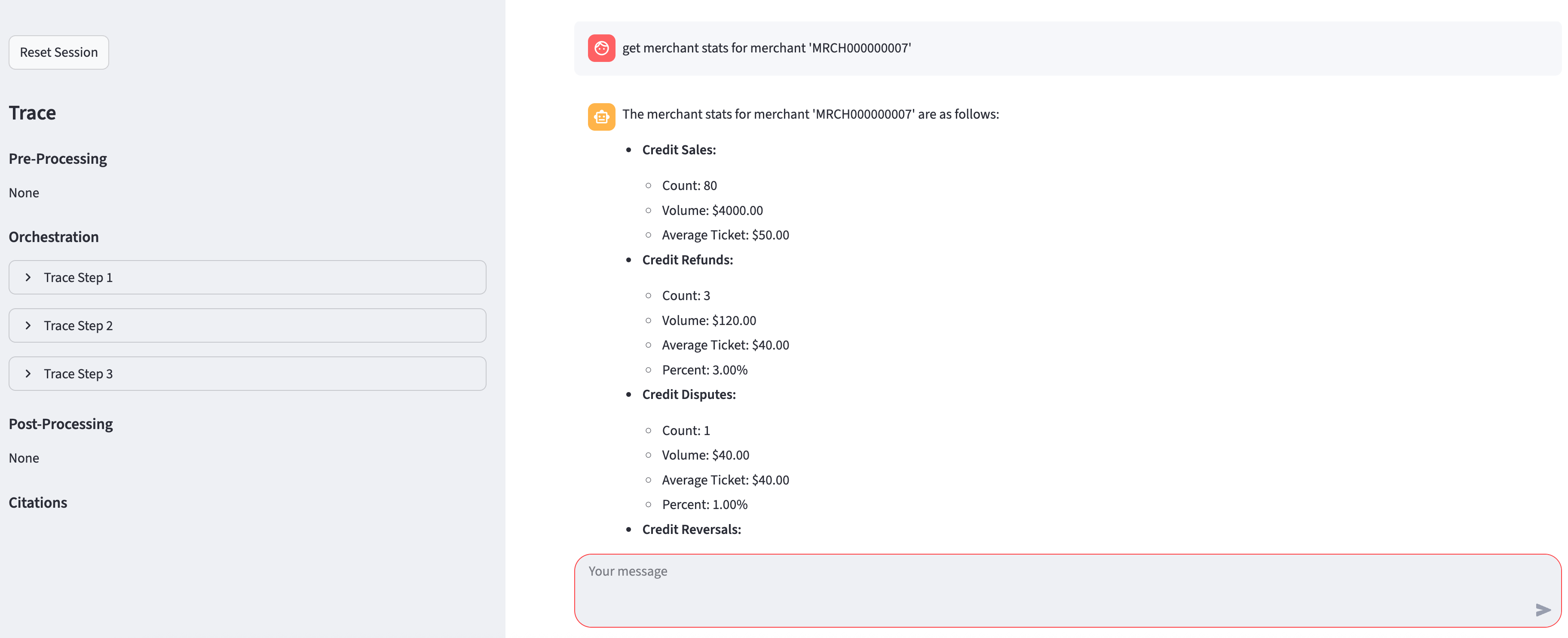 Merchant stats