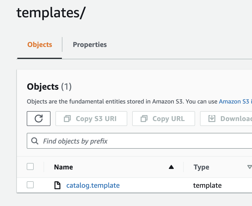 templates folder in S3 bucket