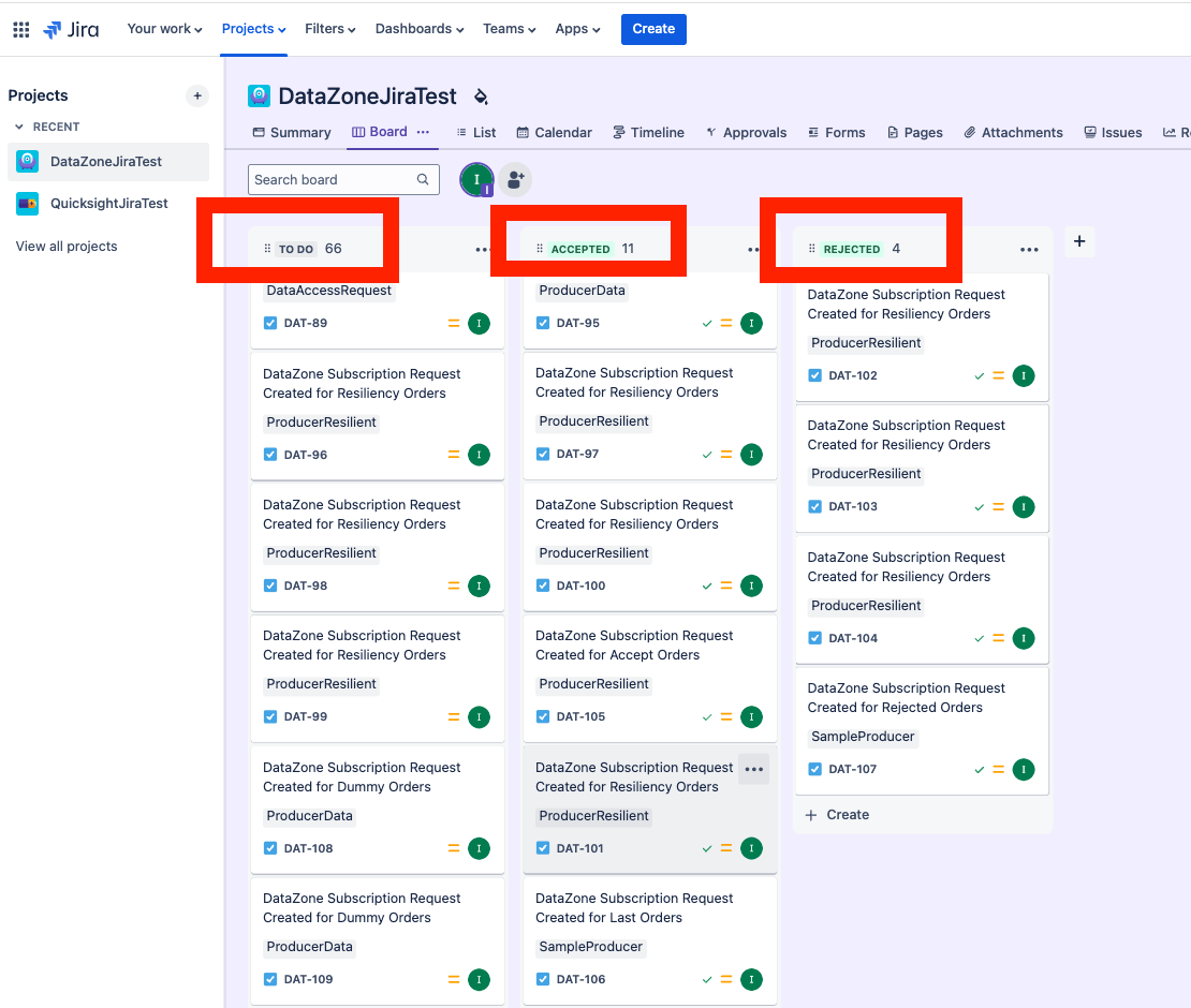 Figure 2: A sample Jira board 