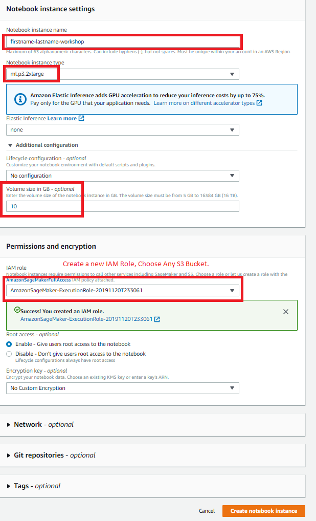 Create Notebook Instance