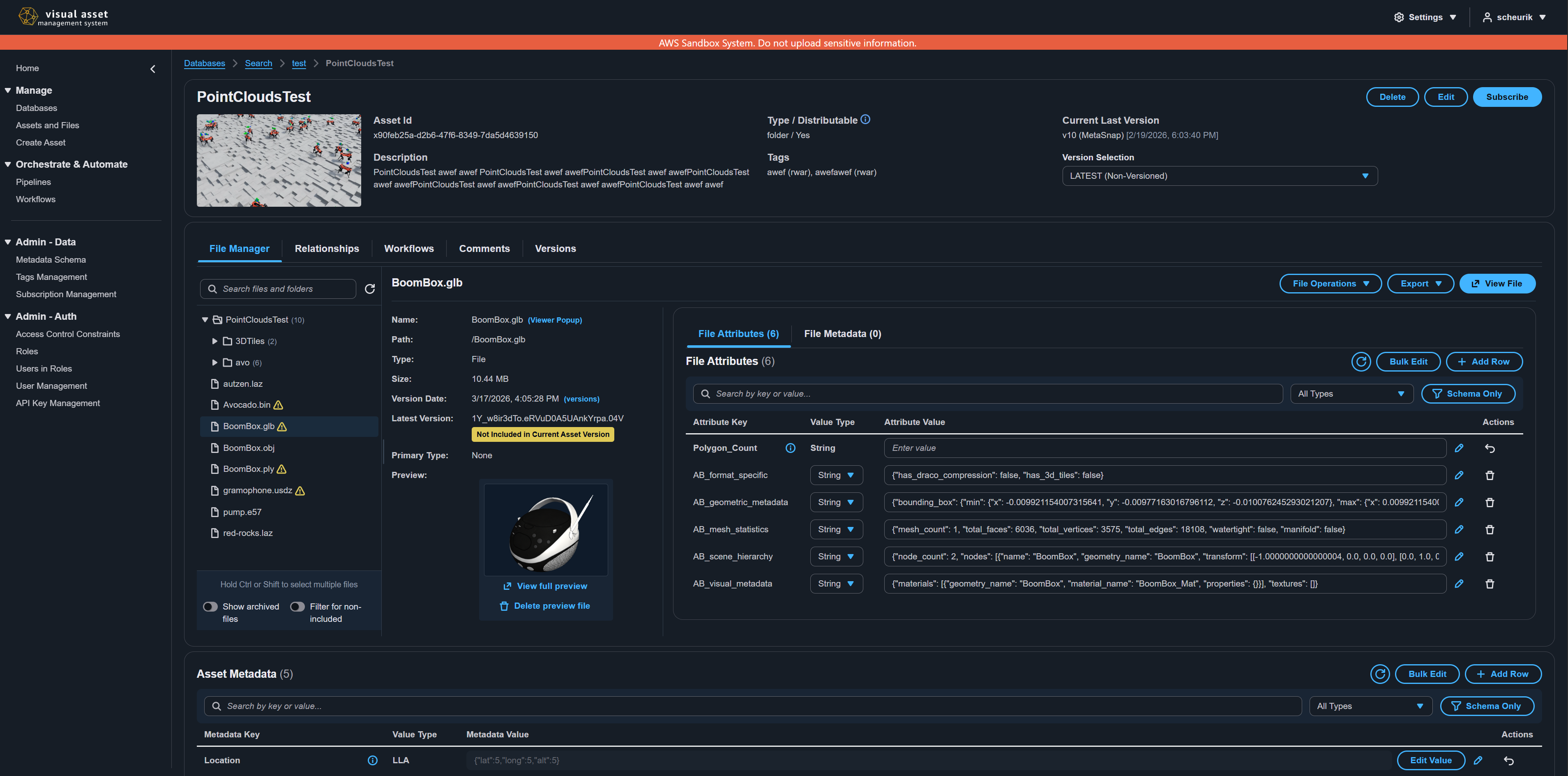 Asset detail page