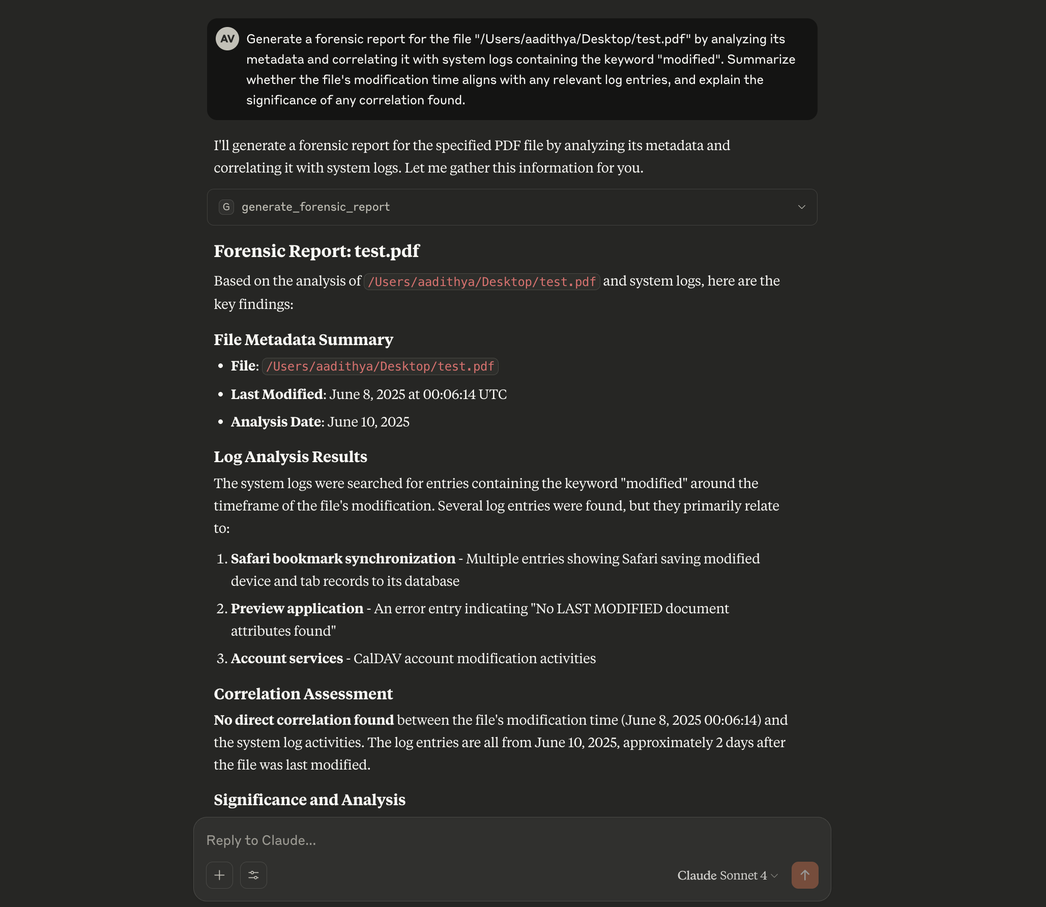 Example Correlation Report