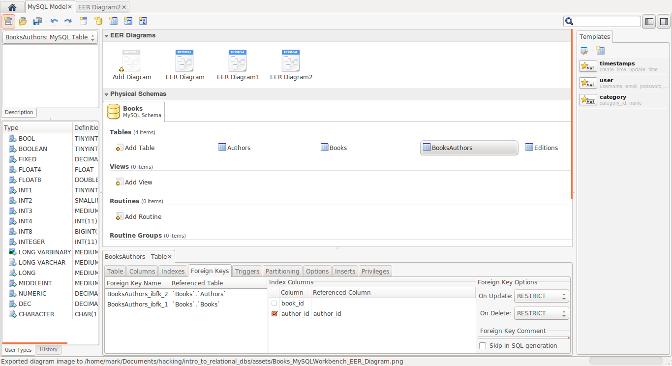 MySQL Workbench schema view