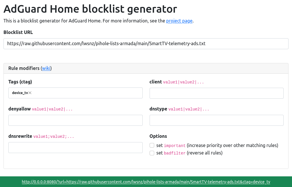 AdGuard Home blocklist generator
