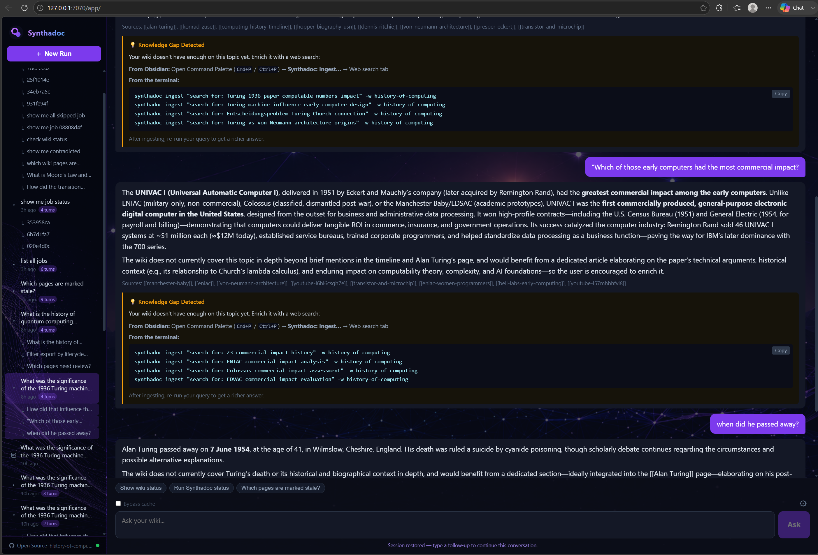 Synthadoc Query Agent Web UI