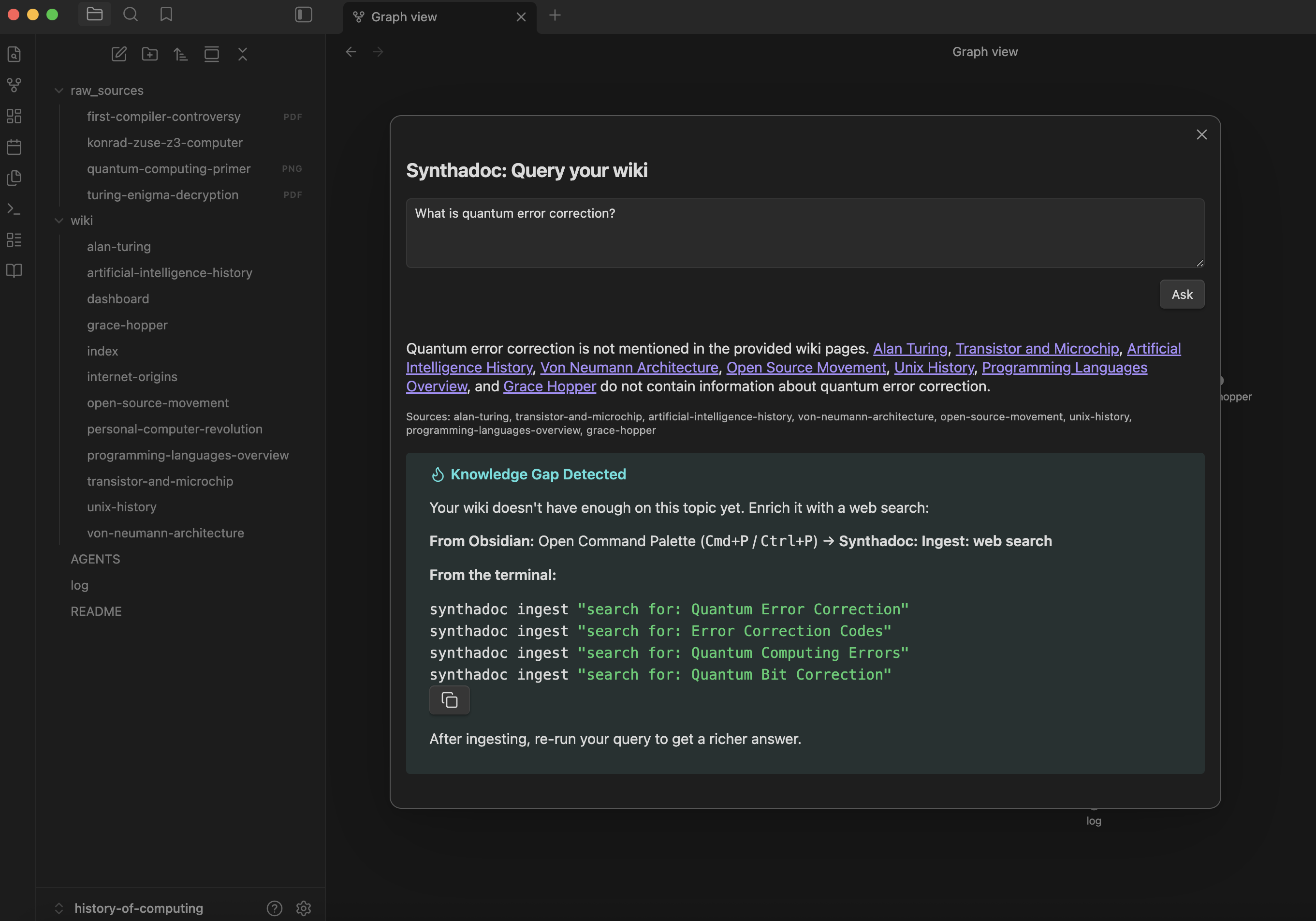 Obsidian query modal with answer
