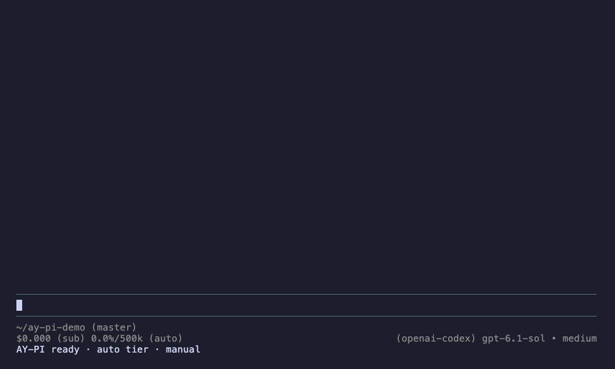 AY-PI demo: auto mode, /chat, /plan then /code, Jev picking SUGGEST and REVIEW, then manual mode