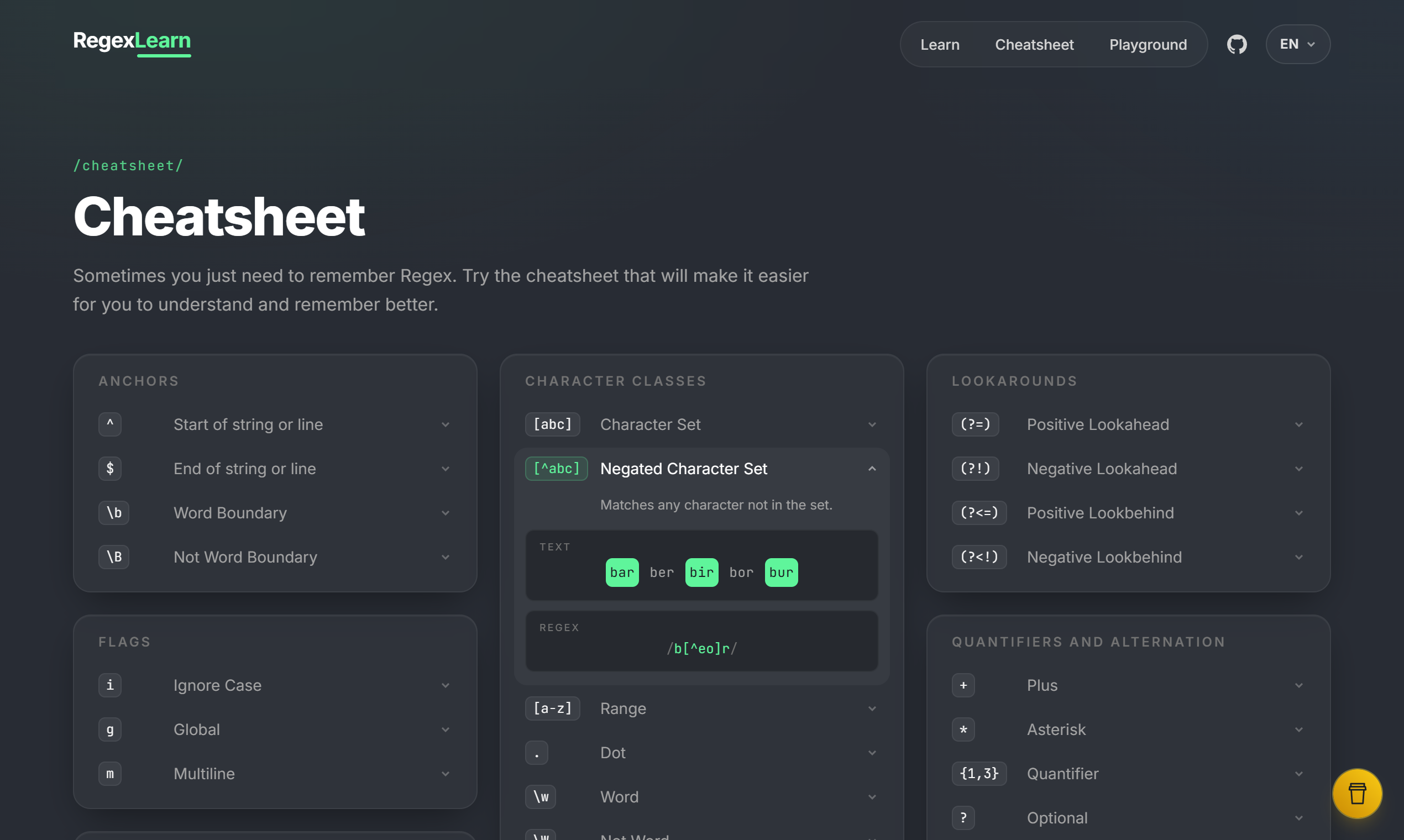 The regex cheatsheet