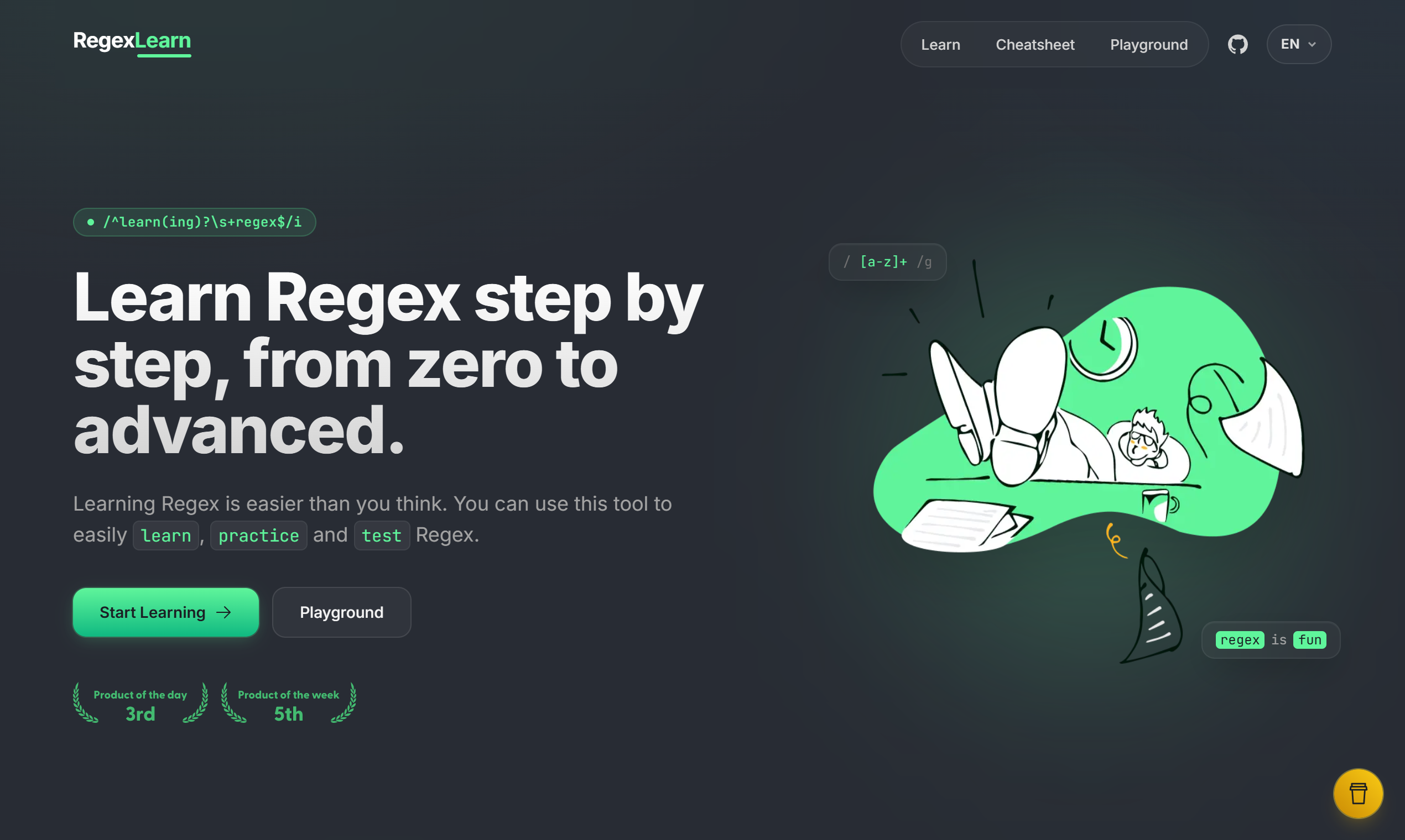 RegexLearn home page