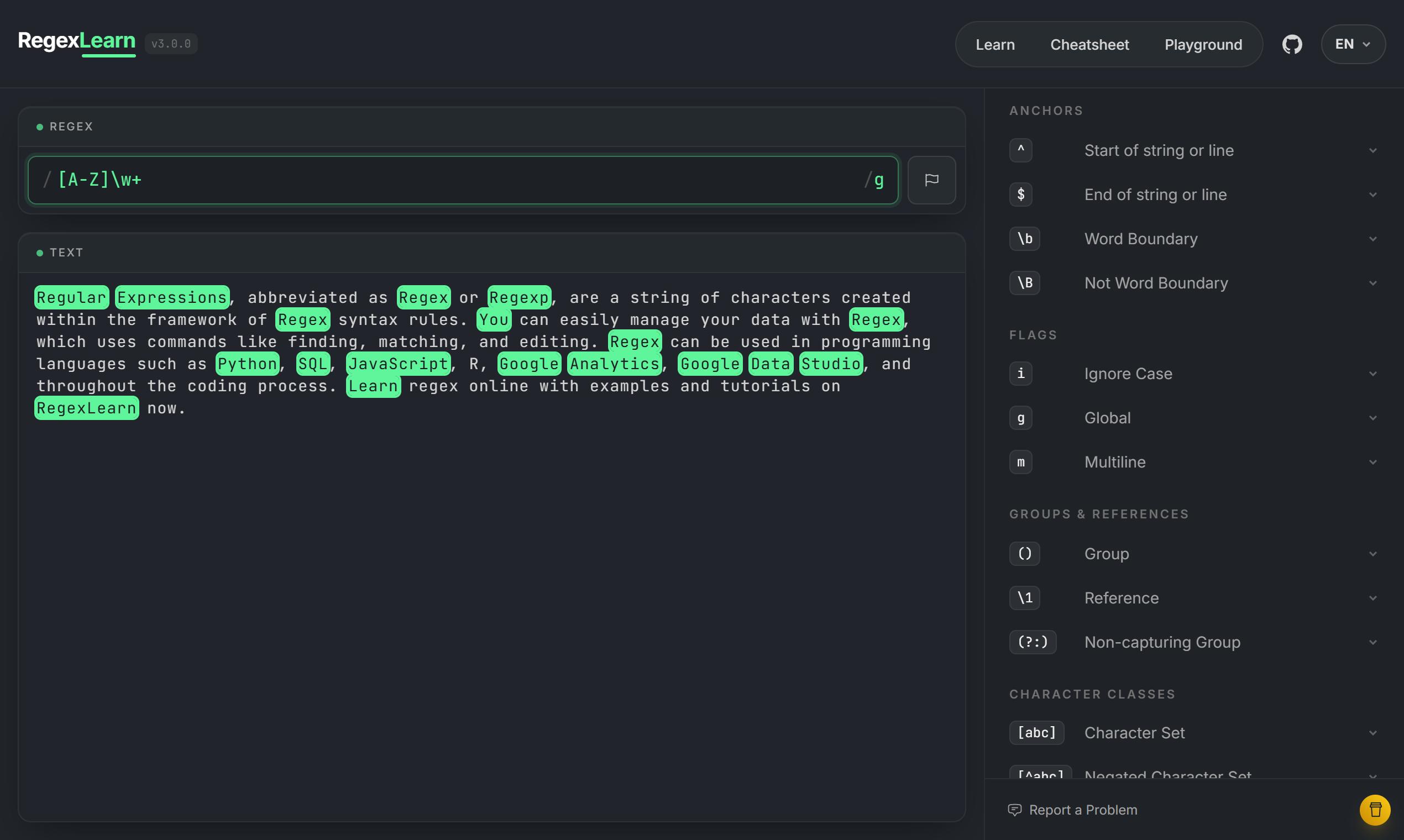 The regex playground