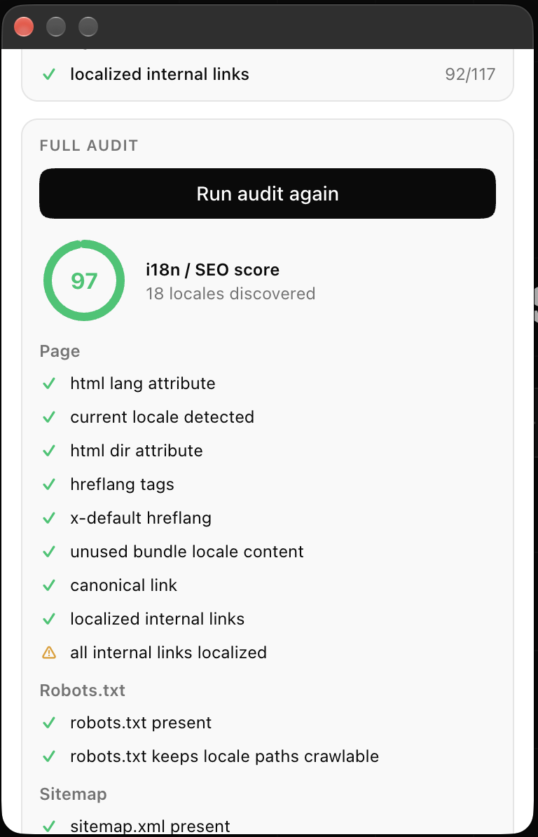 Intlayer Chrome Extension audit score