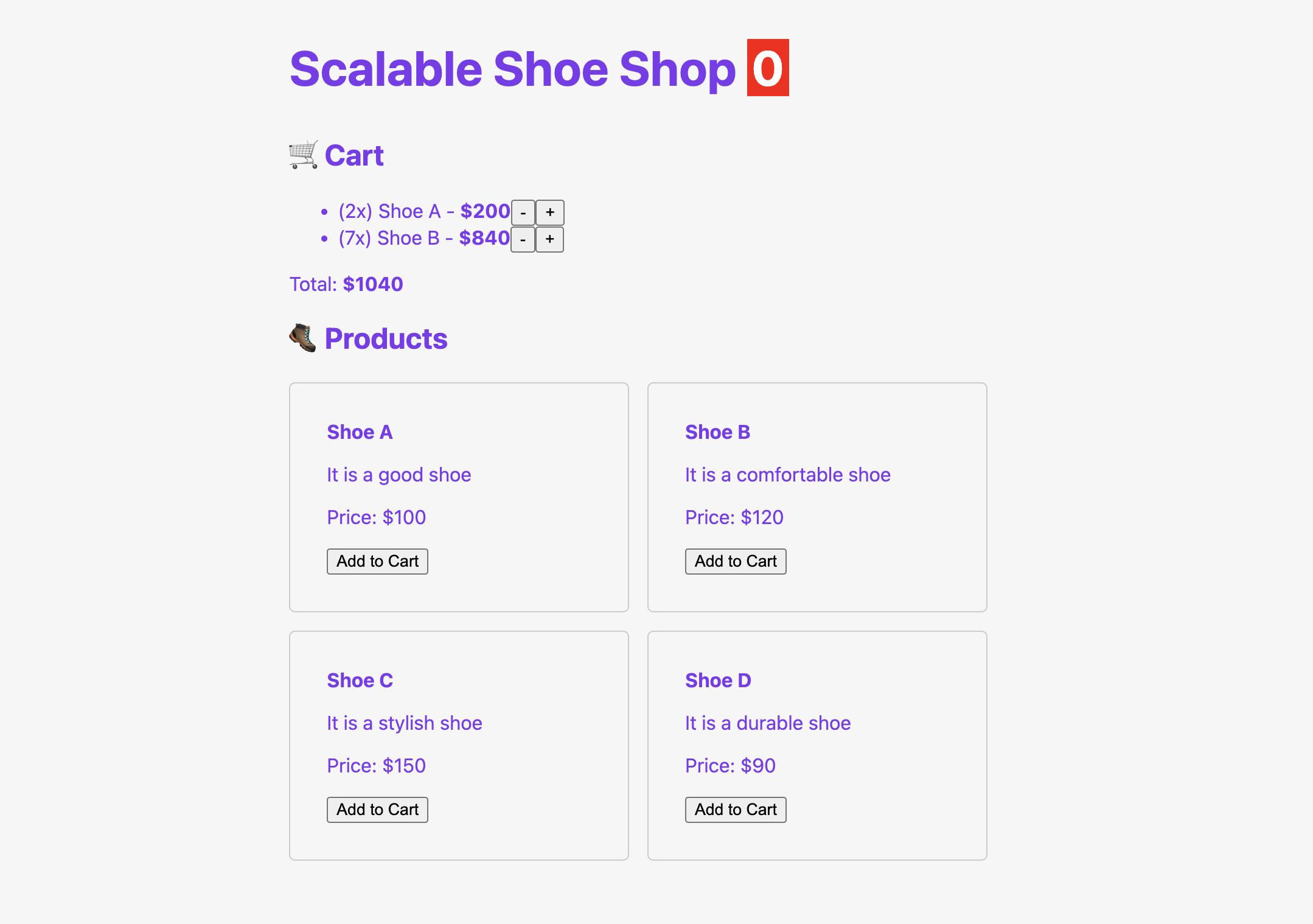 Scalable Shoe Shop Screenshot 