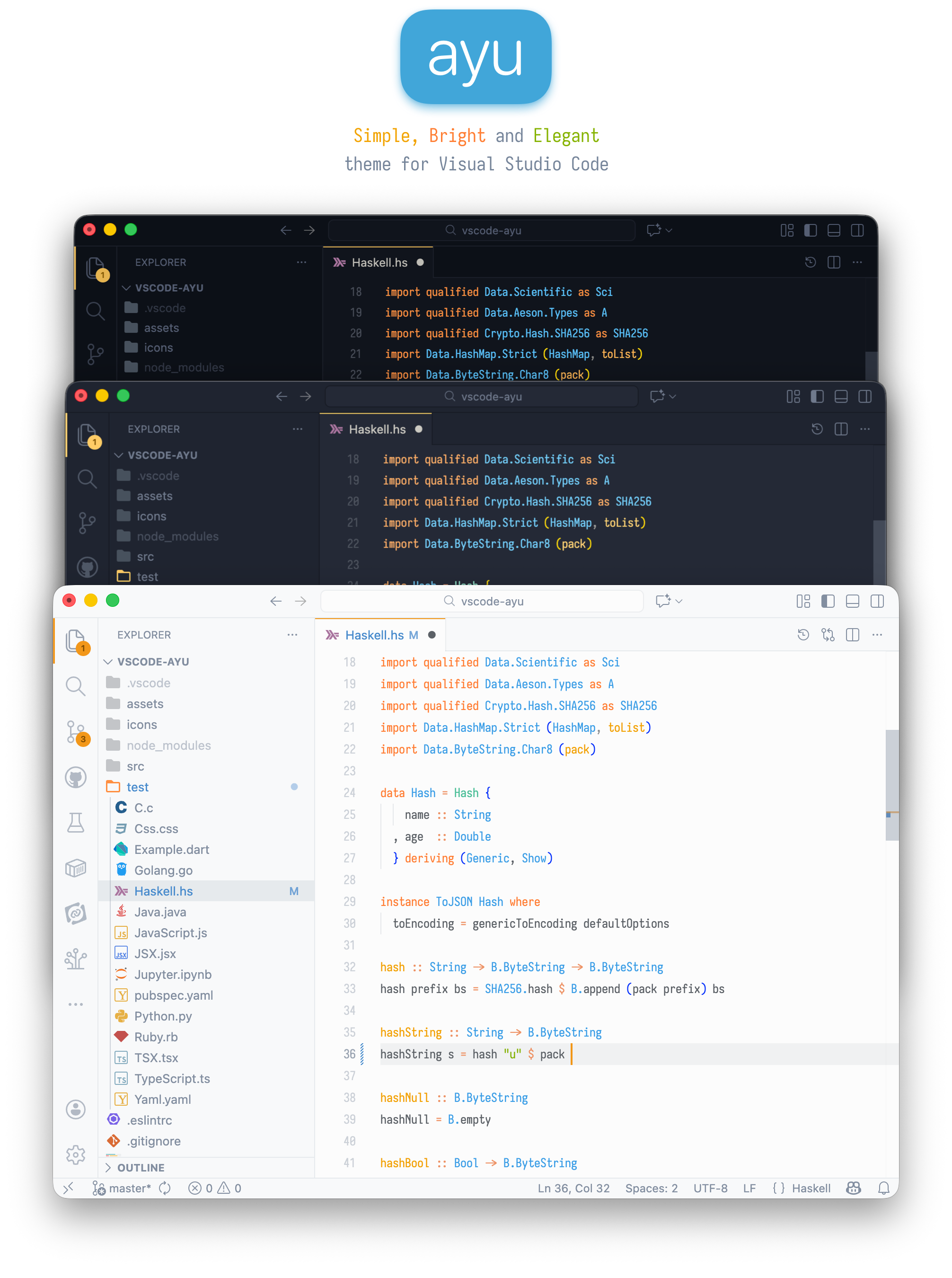 ayu theme for VS Code