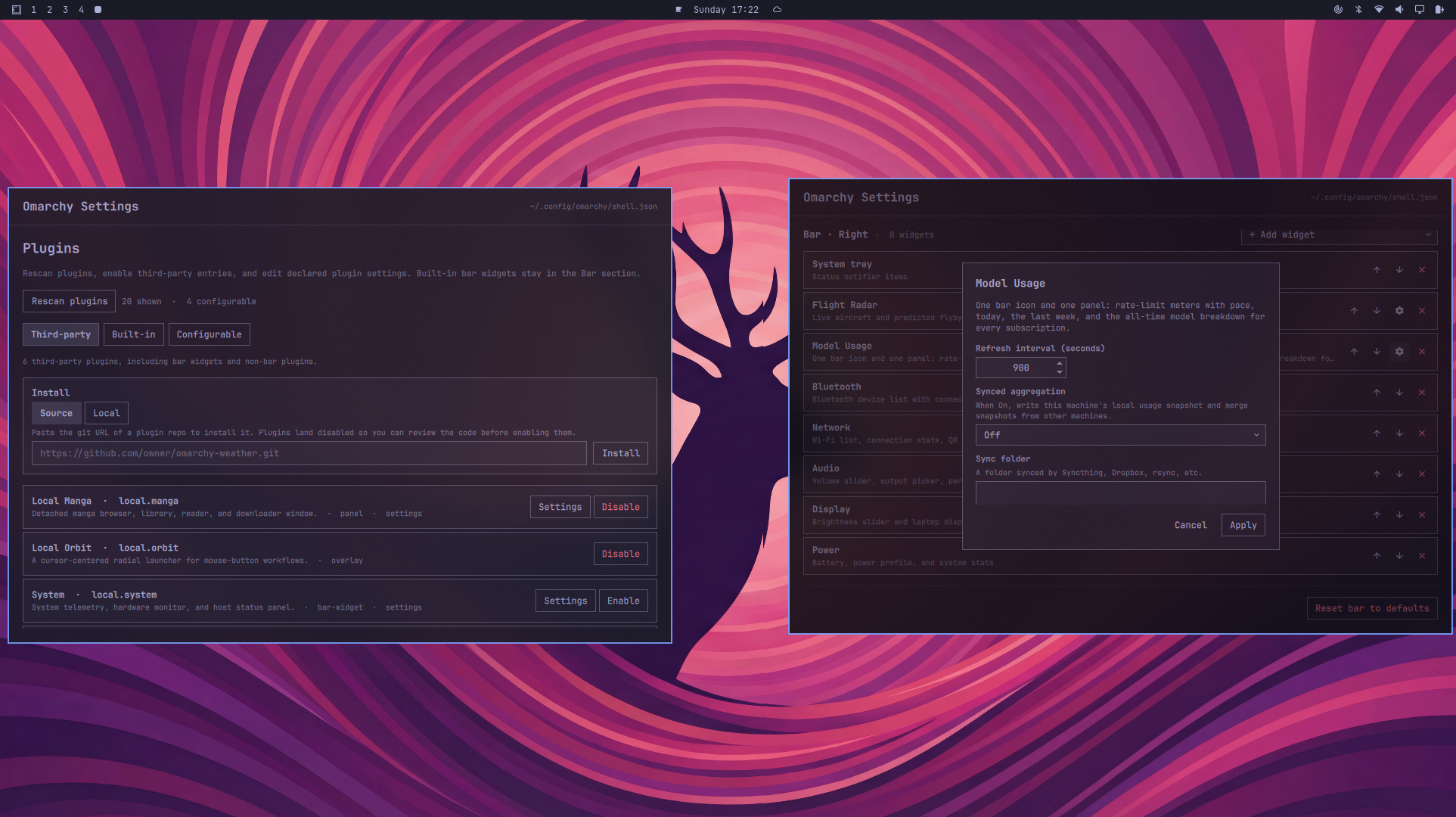 Shell Settings panel