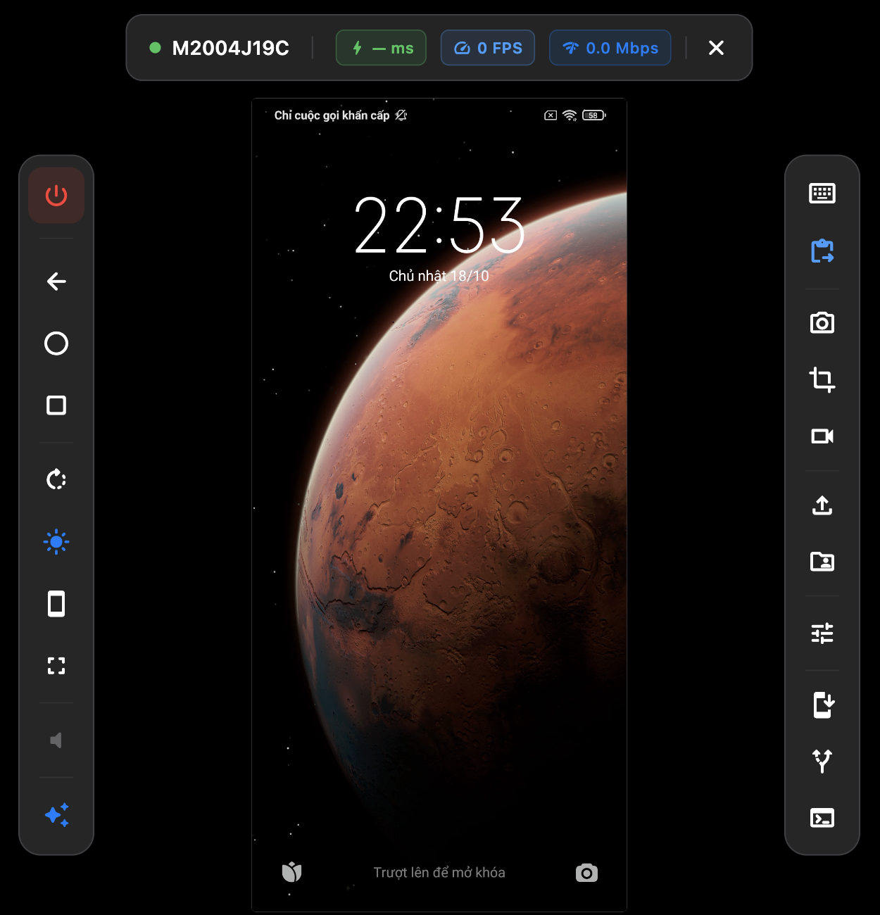 DeskDroid - Android screen mirroring workspace on macOS with low latency 60 FPS display and trackpad controls