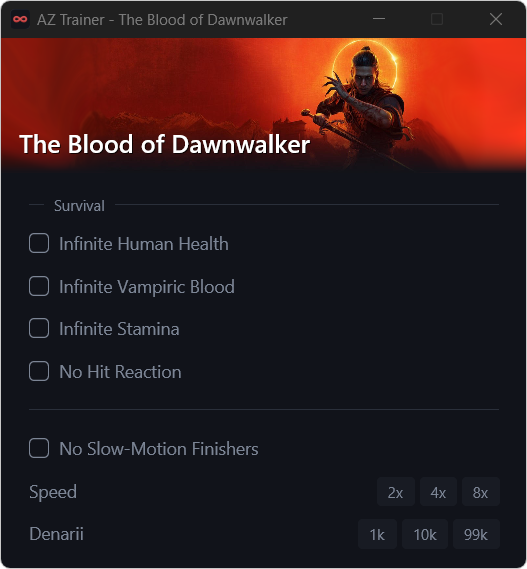 AZ Trainer attached to The Blood of Dawnwalker