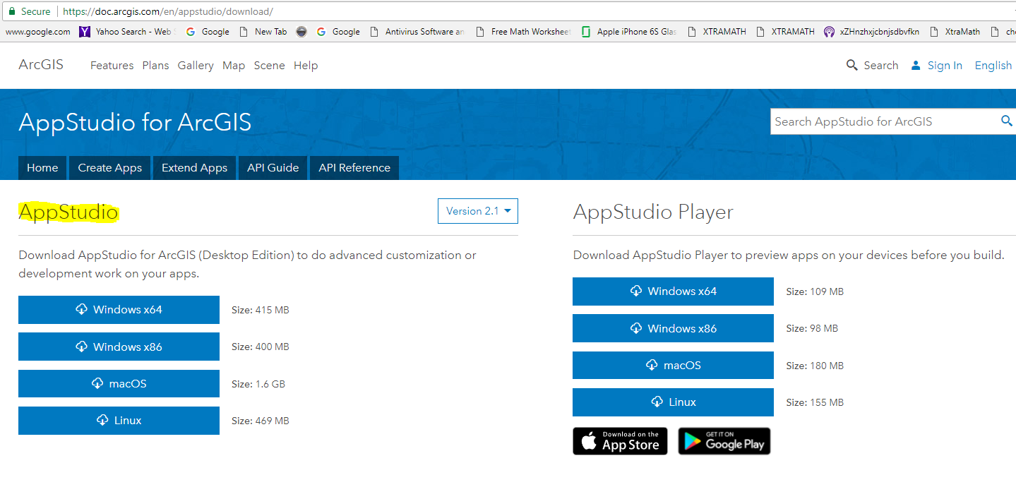 Download Site for AppStudio