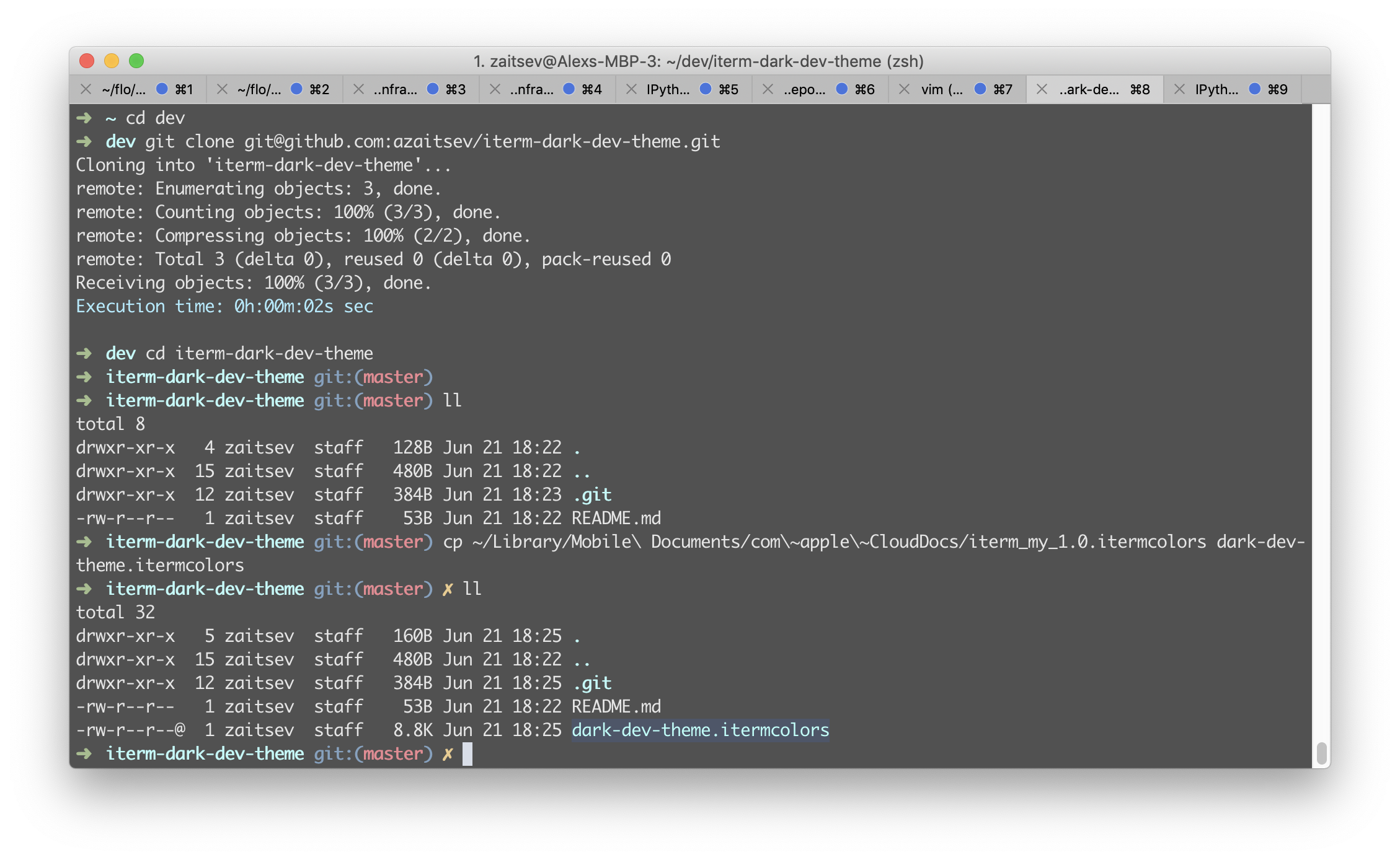 GitHub - azaitsev/iterm-dark-dev-theme: Dark theme with good contrast