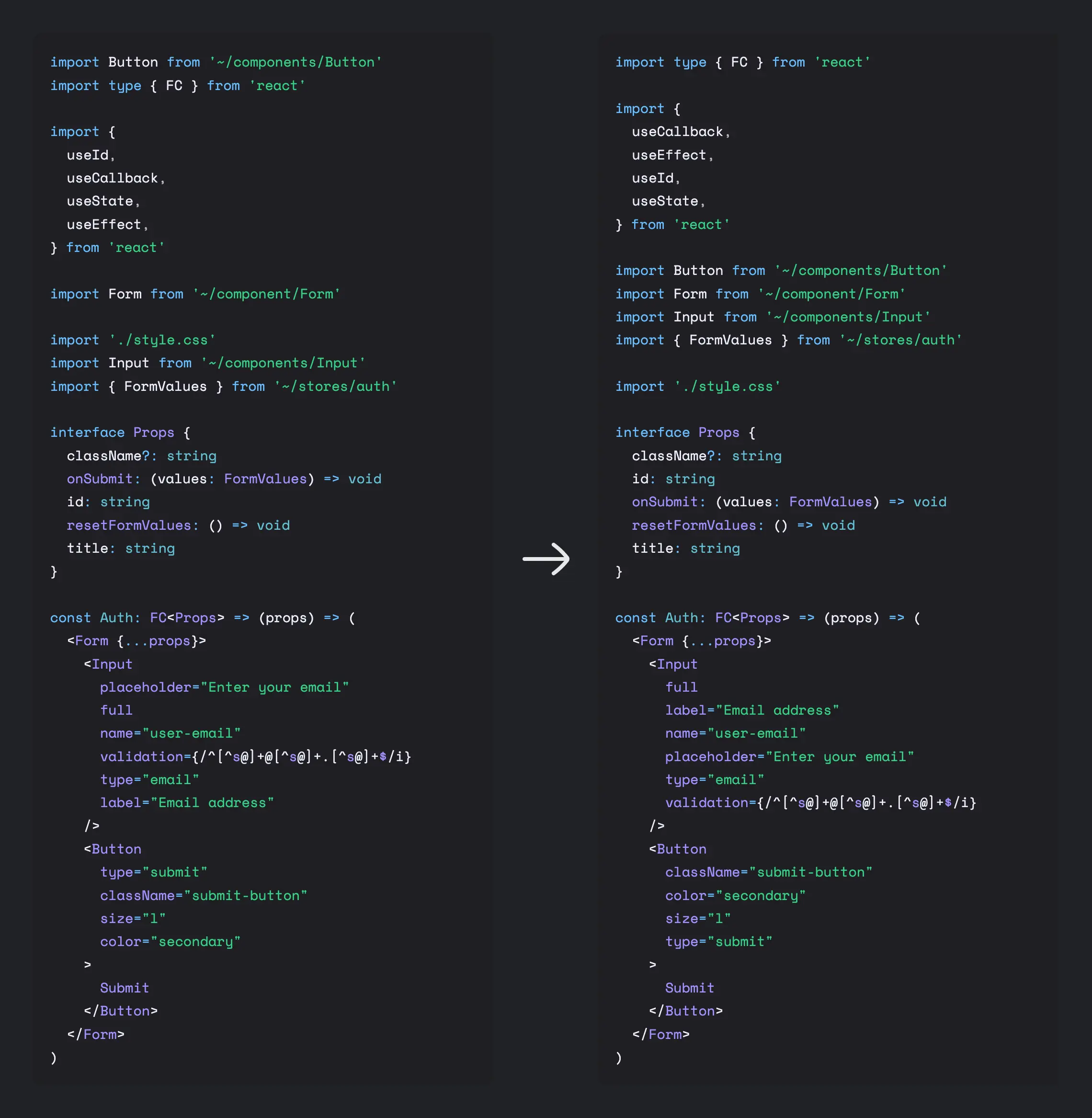 ESLint Plugin Perfectionist alphabetical usage example