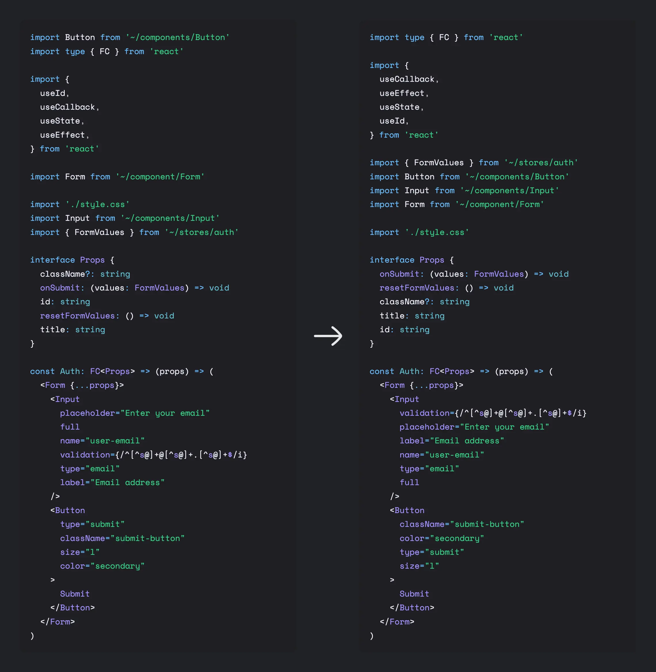 ESLint Plugin Perfectionist line length usage example