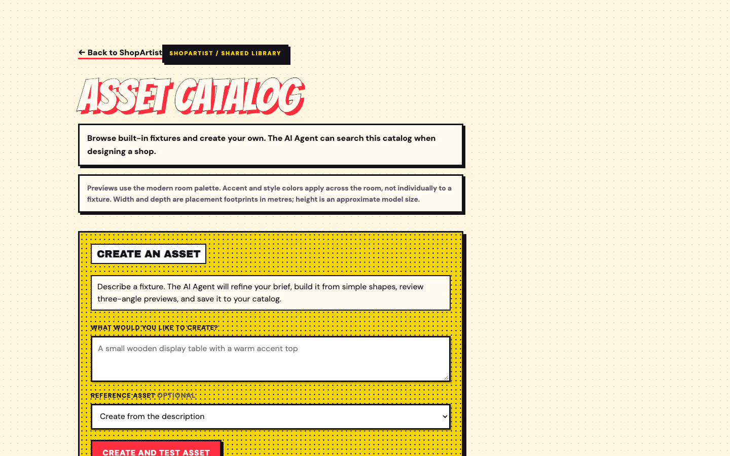 Asset catalog with Create an asset