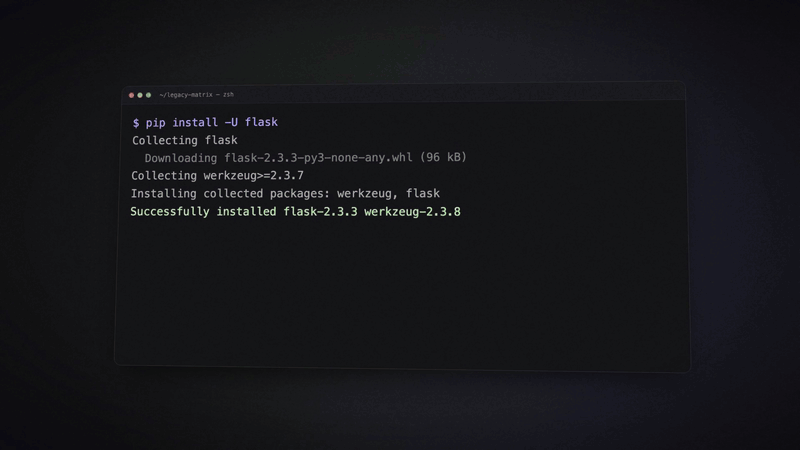 A terminal shows a successful install, then the tests fail and the screen cracks: IT BROKE.