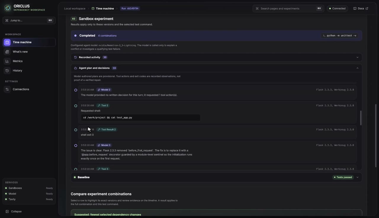 Nemotron's recorded plan, tool calls and findings