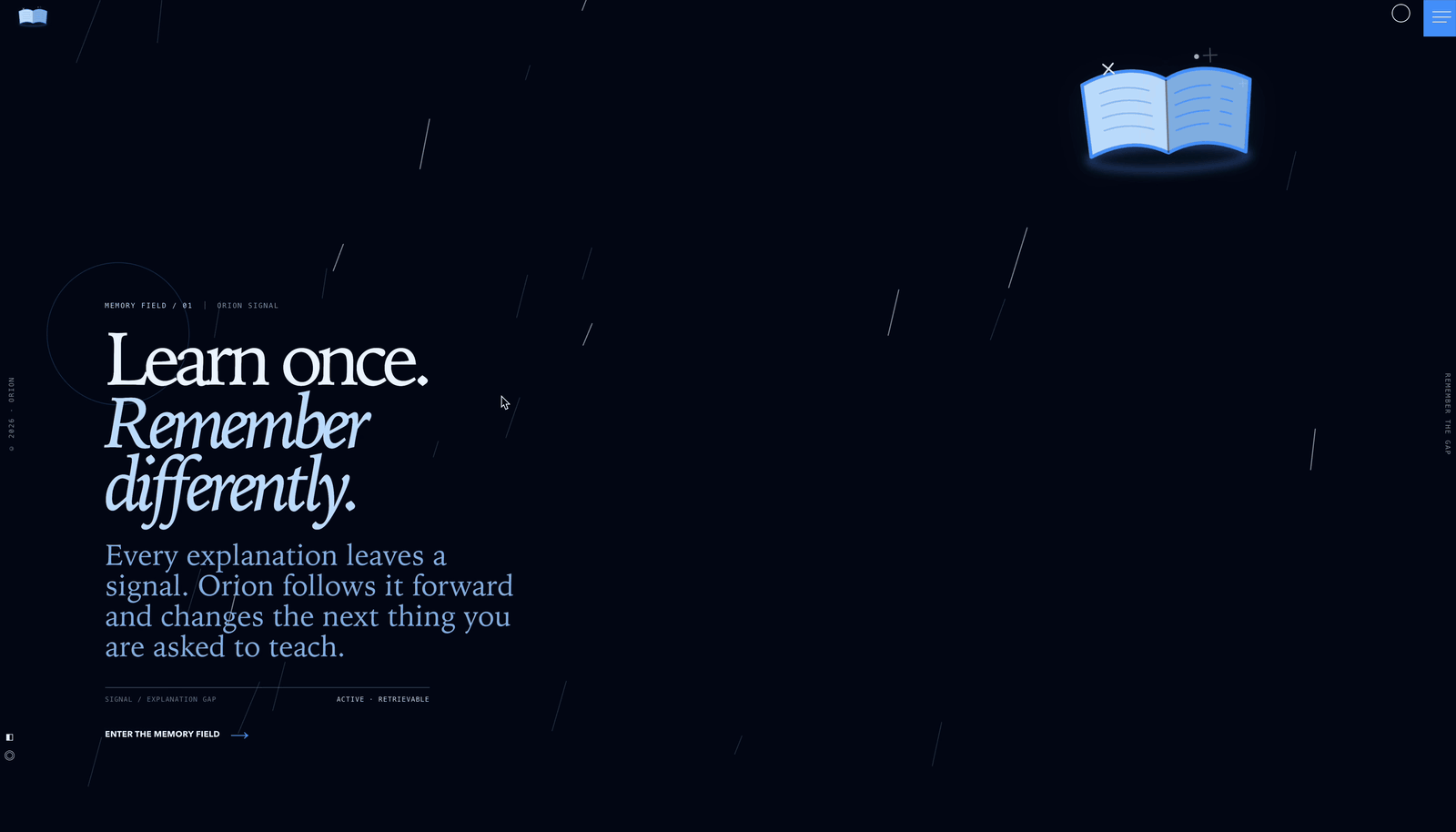 Orion landing page