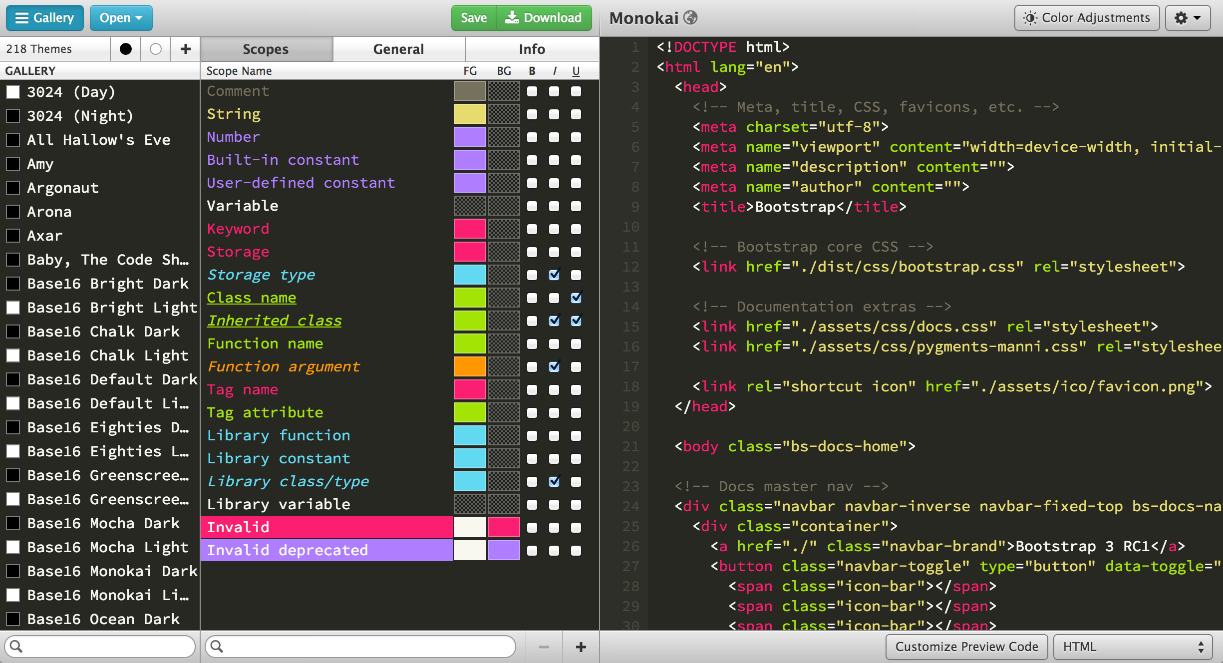 TmTheme Editor Screenshot