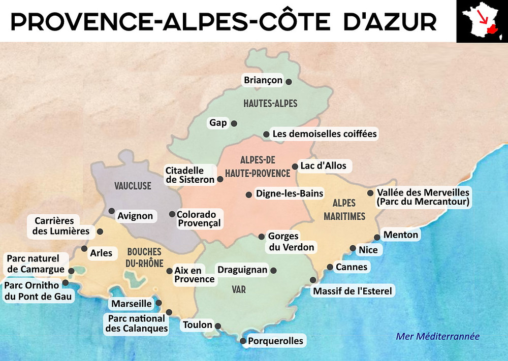 Carte Provence-Alpes-Côte d'Azur zone d'intervention AR-Peint