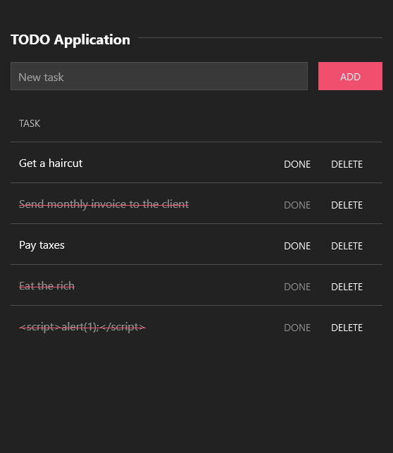 A screenshot of the TODO application