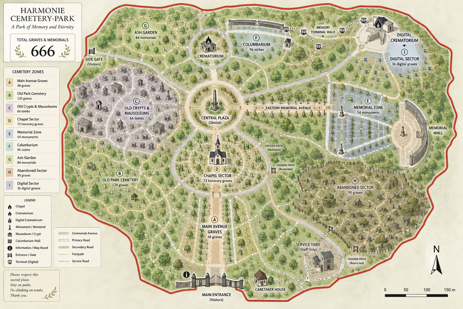 The nine-zone cemetery master plan